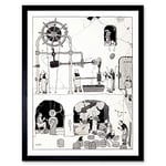 Wee Blue Coo The Man Heath Robinson Art Print Framed Poster Wall Decor 12X16 Inch