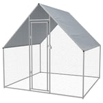 pedkit Outdoor Chicken Cage 2x2x1.92 m Galvanised Steel Bird Cage Aviary Hen House Small Animal Hutch Free Run