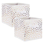 DII Lot de 2 bacs de rangement pliables en forme de cube Blanc et doré 27,9 x 27,9 x 27,9 cm