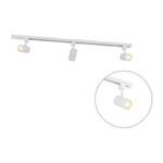 Qazqa - jeana - Système sur rail spot luminaire plafond, plafonnier compatible pour led - 3 lumière - l 100 cm - Blanc - Moderne - éclairage