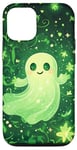 Coque pour iPhone 15 Pro Vert Floral Fantôme Effrayant Esthétique Vert