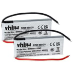 vhbw 2x Batterie compatible avec Cardo Scala Rider Multiset Q2, Scala Rider Q2 GPS, appareil de navigation (400mAh, 3,7V, Li-polymère)