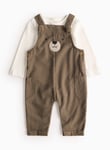 Tu Cream Bodysuit & Brown Bear Corduroy Dungarees Set Up to 3 mths Multi Coloured To Mths