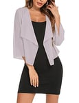 Aottori Cardigan Boléro Court Femme en Mousseline de Soie Gilet à Manches Évasées 3/4 Boléro Veste Elégant Chic pour Robe Bretelle Mariage Gris S