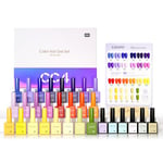 CANNI Lot Vernis Semi Permanent 24 Couleurs Vernis à Ongles avec base et top coat vernis semi permanent/Matt/Primer ongle gel uv et Déshydrateur pour/Renforcer la carte gel/couleur CC4