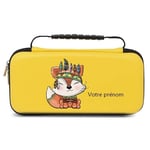 Etui pochette Switch lite jaune renard fox kawaii et plume personnalisee