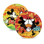 Egan, Lot de 2 assiettes à pizza vert et rouge Mickey Love Sweet Love D.30