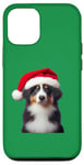 iPhone 12/12 Pro Miniature American Shepherd With Santa Hat Christmas Xmas Case