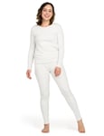 LAPASA Ensemble de sous-Vêtements Thermiques Femme Haut & Bas Maillot de Corps Manches Longues & Pantalon Chaud Automne/Hiver Blanc XS