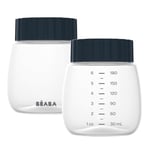 BÉABA, Lot 2 Flacons de Recueil et Conservation pour Tire-laits Double et Simple BEABA, Capacité 180mL, Congélateur, Réfrigérateur, Graduations Précises, 2x180mL