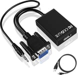 Adaptateur Vga Vers Hdmi, Avec Audio Mâle Vers Femelle Vga Vers Hdmi, Adaptateur Vidéo Vga Hdmi 1080P Avec Câble D'Alimentation Usb Pour Pc, Ordinateur Portable, Bureau, Dvd, Tv Hd Et Moniteur