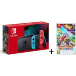 Nintendo Switch Rouge/Bleu Néon 32Go [Nouveau modèle V2] + Paper Mario The Origami King jeu Switch