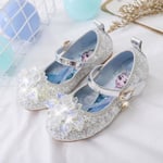 Frozen Elsa sandaler Princess skor, halkfria kristallskor Silver 24-Insole 16CM