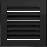 Grille de Ventilation KRATKI Fresh | 17x17cm | Noir | Grille à air Chaud avec Lames en Acier | Grille d'extraction pour Ventilation de cheminée | pour Chaque Type d'intérieur