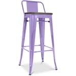 Tabouret de bar design industriel avec dossier - Bois et acier - 76cm - Stylix Violet pastel