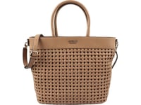 Guess, Sicilia, Synthetic Leather, Textile Handbag, Lined Compartment, Cognac, Hwwg8490230, 30 X 30 X 12 Cm