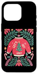 Coque pour iPhone 16 Pro Pull de Noël bohème festif en forme de canne à sucre d'orge floral