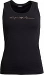 EMPORIO ARMANI Rose Gold Armani Chest Logo Black Tank Sleeveless Size L BNWT