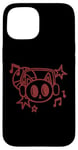 Coque pour iPhone 15 Y2K 90s Cat porte un casque d'écoute et entend de la musique