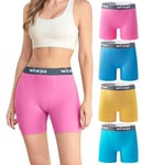 wirarpa Short Cycliste Femme Panty Anti Frottement Shorty Coton Legging Court Boxer Caleçon 5,5 "Inseam Lot de 4 Multicolor Taille M