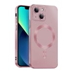 ICOVERI Coque magnétique en TPU Gel, Compatible avec iPhone, Compatible Charge magnétique par induction, Protection des caméras, Protection Antichoc, TPU Souple. (Rose, iPhone 14 Plus)