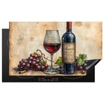 KitchenYeah© Protege Plaque Tapis Pour Induction 91x52 cm Deco Cuisine Protection Vitrocéramique Pour Cuisiniere Vin - Raisin - Boisson - Verre à vin - Fruit