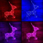 33cm Colour Changing LED Indoor Outdoor Acrylic Standing Reindeer Christmas Decoration