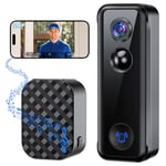 Ankway 2K Wireless Doorbell Camera - 2.4Ghz WiFi Video Doorbell, 145° Wide Angle and PIR Detection, 5200mAh Battery, Two-Way Audio and Live View, Alarms, Support with Alexa