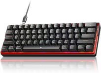 K61SE Clavier Gamer Mécanique 60% Câblé avec Clicky Interrupteur Bleu, RGB Anti-ghosting Compact 61Touches Gaming Clavier-US Layout,Noir