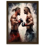 Artery8 Cage Fight Oil Paint Artwork Combat Mixed Martial Arts Boxing Wrestling Artwork Framed Wall Art Print A4