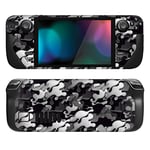 PlayVital Kit d'Autocollants de Protection pour Steam Deck OLED & LCD Console,Stickers Skin Vinyl pour Steam Deck LCD Console-Noir Blanc Camouflage