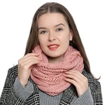 DonDon Écharpe femme hiver Écharpe tube snood Écharpe en laine Tour de Cou Cache cou - Rose