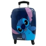 Stitch Bleu Valise Cabine 50cm ABS Rigide Trolley Enfants Bagage à Main 4Ruote