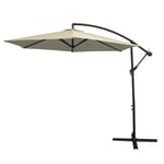 Parasol Cantilever Suspendu 3m Ombre Protection Uv Extérieur Jardin Terrasse Parasol Banane Inclinable Housse Imperméable Avec Manivelle Réglable Couleur Crème