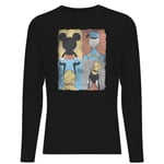 Disney Donald Duck Mickey Mouse Pluto Goofy Tiles Men's Long Sleeve T-Shirt - Black - XXL - Noir