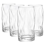 Bormioli Rocco 4x Sorgente Highball Glasses Ridged Water Tumblers 460ml Clear