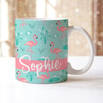 Personalised Coffee Tea Mug FLAMINGO Tropical Name Girls Ladies Home Decor Gift