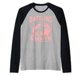 Battling Giants in the Stream Salmon Fishing Raglan Baseball Tee