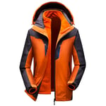 ZWPY Winter Fleece Hiking Jackets Men 3 in 1 Windproof Waterproof Outwear Parka Mens Windbreaker Raincoat Coat Overcoat,Orange,L