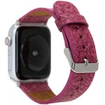 VENTA® Bracelet de rechange en cuir véritable pour Apple Watch 1/2 / 3/4 / 5 compatible avec Apple Watch Bracelet de rechange en cuir véritable (42-44 mm / Mosaic Pink / VA-TNM8) + kit d'adaptateurs en argent