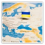 2 x Square Stickers 10 cm - World Map Ukraine Flag Kiev Travel  #46472