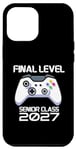 Coque pour iPhone 14 Plus Classe of 2027 Jeu vidéo Senior Level Final Level School Gamer