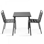 Ensemble table de jardin carrée et 2 chaises acier gris Palavas  Oviala