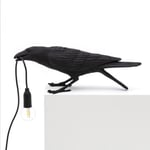 Seletti Bird Modern Italiensk Vägglampa Svart Vit Harts Ljus-WELLNGS svart sittande black sitting