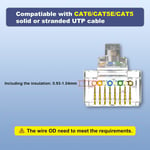 RJ45 Connectors 50 Pack, Gold-Plated Cat6 Pass Through Ethernet Plugs UTP