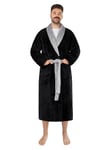 LEBENGOOD Robe de Chambre Homme Hiver, Peignoir Polaire, Sortie de Bain Chaude, OEKO-TEX®(BataHombre XXL,Negra)