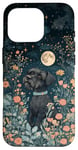 iPhone 16 Pro Miniature Schnauzer Moon Flowers Cottagecore Dog Mom Case