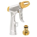 Upgrade Garden Hose Nozzle Sprayer, 100% Heavy Duty Metal Handheld Water Nozzle High Pressure in 4 Spraying Modes for Hand Watering Plants and Lawn, Car Washing, Patio and Pet (Short Garden Spray Gun)