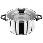 Judge Essentials HP37 Stainless Steel Large Casserole with Twin Handles 24cm 4.3L Induction Ready, Oven Safe, Dishwasher Safe