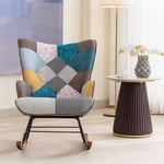 Modernluxe - Fauteuil à bascule - à motif de patchwork coloré - Multicolore